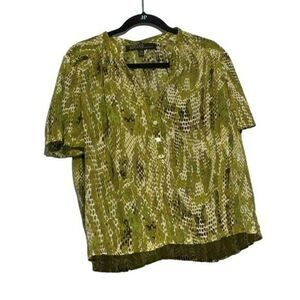 Petite Kasper Sport Green Animal Print Shirt